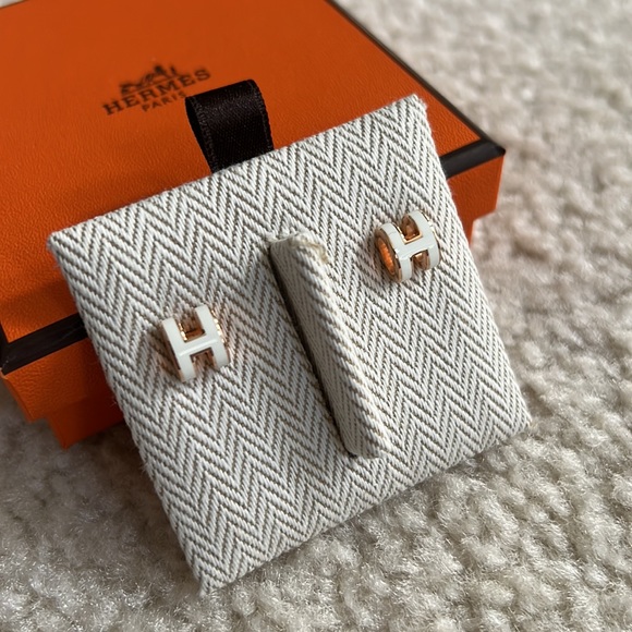 Hermes Mini Pop Blanc Earrings - Picture 2 of 2